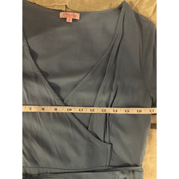 Pink Lily Blue High-Low Faux Wrap Dress (Size Smal) - Picture 4 of 5